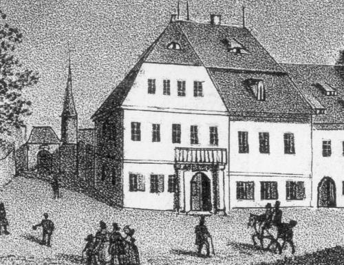 Altes Amt mit Altenburger Tor (links), um 1840