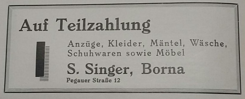 Anzeige aus dem Adressbuch der Stadt Borna