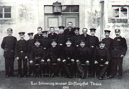 Mitglieder der freiwilligen Feuerwehr Thräna, 1910 (Stadtarchiv Borna)