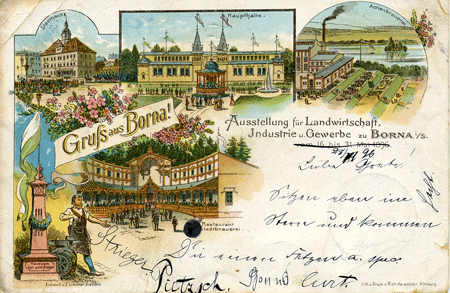 Ansichtskarte von der Bezirks-Ausstellung 1896; Entwurf von Emil Limmer